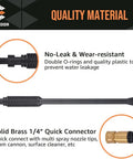 Pressure Washer Gun With Extension Wand And Five Spray Nozzle Tips M22 14mm And 15mm Fittings Replacement brass connector