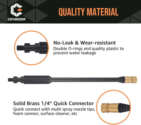 Pressure Washer Gun With Extension Wand And Five Spray Nozzle Tips M22 14mm And 15mm Fittings Replacement brass connector