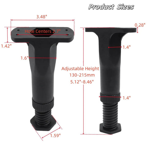 12 Piece Adjustable Bed Support Legs Amp Up Furniture Game With These Badass Risers To Fix Wobbly Beds 5.1 To 8.4 Inch Height black plastic adjustable leg measurements