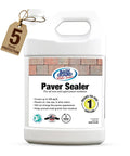 Front view of No Fuss Ready To Use Concrete Paver Sealer One Gallon in white container with handle and 5-year protection tag.
