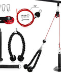 Lat Pulldown Cable System For Home Gym Versatile 2 Inch Olympic Attachments with steel pulley and tricep rope.