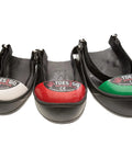 Three waterproof PVC overshoes with steel toes for work shoes, including green large version, protect against impact and crush.