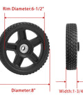 8 Inch Lawn Mower Wheel Kit For Push Mower Set Of 2 With Bolts And Nuts Bore Half Inch Spoke Hole One And A Quarter Inch Width