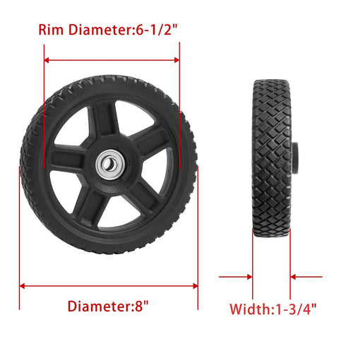 8 Inch Lawn Mower Wheel Kit For Push Mower Set Of 2 With Bolts And Nuts Bore Half Inch Spoke Hole One And A Quarter Inch Width