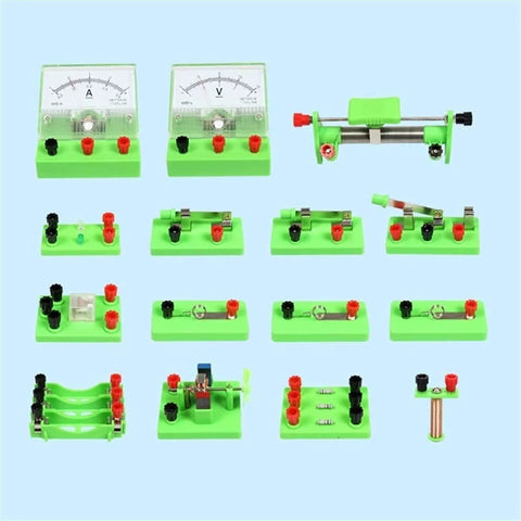 Awesome Hands On Electricity And Magnetism STEM Kid Friendly Kit with components for circuits and electromagnet experiments.