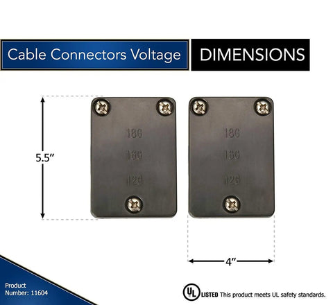 Low Voltage Landscape Lighting Cable Connectors 2 Pack Black dimensions 5.5 x 4 inches front view