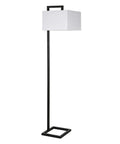 68 Inch Tall Floor Lamp With White Fabric Drum Shade In Blackened Bronze Finish Delivers Cozy Ambient Lighting For Relaxing Evenings