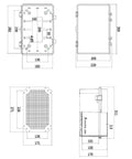 102 Piece Outdoor Waterproof Electrical Box Junction Weatherproof IP67 ABS Plastic Enclosure With Mounting Plate And Wall Bracket In Grey, 11.8 By 7.9 By 6.7 Inches, The Go To Project Box For Router, Switches, And Electronics. Dimension drawing of IP67 ABS plastic electrical enclosure with mounting plate and wall bracket