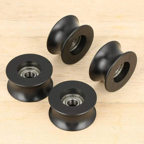 U Pulley Roller For Sliding Doors And Windows Track Systems U Shape Wheel With Slick Lubrication Durable 8x40x21mm Pulleys Replacement Drive Gear Heavy Duty Hardware Track Components Set Of 4, black metal wheel