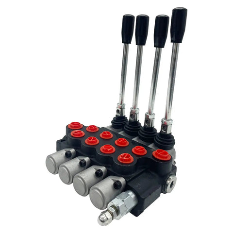 Four Spool Hydraulic Control Valve With 13 GPM Max Flow And 4500 PSI Rating For Small Tractors, Loaders, And Log Splitters