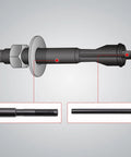 Side view of maXpeedingrods engine camshaft bearing installer/remover tool two-piece set with threaded screw and long rod