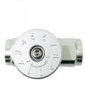 TaixinHyd hydraulic flow control needle valve 3/8 in NPT, silver metal, front view with numbered dial