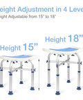 Heavy Duty Shower Stool With 500 Lb Capacity Tool Free Assembly Anti Slip Bath Chair Height Adjustable 15 to 18 inches