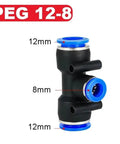 Grab This Awesome 100 Piece Pneumatic Push To Connect Fitting Kit With Quick Hose Assembly For Air And Water Systems Matching 4Mm 6Mm 8Mm 10Mm 12Mm 14Mm 16Mm Tubing Perfect For Compressors And Industrial Gear. black pneumatic push-fit fitting for 12mm and 8mm tubing