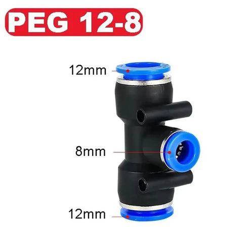 Grab This Awesome 100 Piece Pneumatic Push To Connect Fitting Kit With Quick Hose Assembly For Air And Water Systems Matching 4Mm 6Mm 8Mm 10Mm 12Mm 14Mm 16Mm Tubing Perfect For Compressors And Industrial Gear. black pneumatic push-fit fitting for 12mm and 8mm tubing