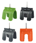 Professional Electrical Box Positioning Tool Set With 5 Metal Frame Markers for Plasterboard Installation, includes green, black, gray, and orange markers.
