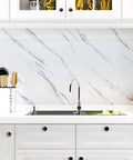 Large White Marble Contact Paper For Countertops Waterproof Self Adhesive Marble Peel And Stick Wallpaper on kitchen wall