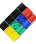 Top Quality Heat Shrink Tubing Kit With Assorted Sizes And Vibrant Colors For Superior Electrical Insulation Wire Repairs And Mechanical Protection Perfect For Electricians And DIYers Looking To Get Job Done Right Fast. assorted heat shrink tubing kit in clear storage case, black red blue yellow green