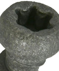 Close-up of the star-drive head on a Gray Star-Drive Deck Screws For Outdoor Decking Size Ten By Two And A Half Inch Self-Tapping Tip