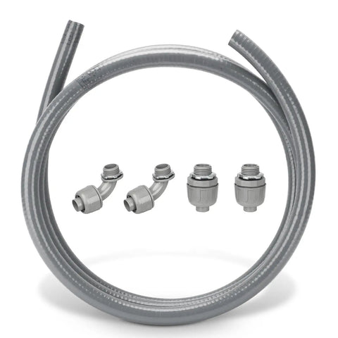 Half Inch 10 Foot Flexible PVC Electrical Conduit Kit AC Whip Kit Liquid Tight Non Metallic Wire Conduit Pipe with connectors
