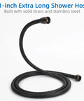 71-inch shower hose with solid brass and stainless steel construction for Five Function Handheld Shower Head With High Pressure Power Wash