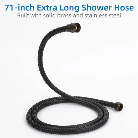 71-inch shower hose with solid brass and stainless steel construction for Five Function Handheld Shower Head With High Pressure Power Wash