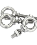 Top Shelf 304 Stainless Steel Eye Nut And Washer Set M3 M4 M5 M6 M8 showing rust resistant marine ring bolts, precision cut for heavy lifting.