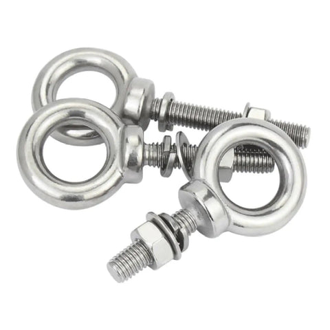 Top Shelf 304 Stainless Steel Eye Nut And Washer Set M3 M4 M5 M6 M8 showing rust resistant marine ring bolts, precision cut for heavy lifting.