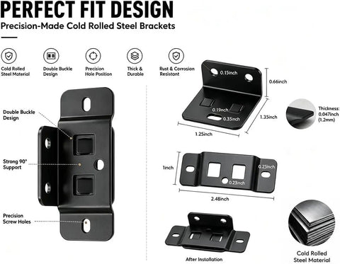 Heavy Duty Stainless Steel L Shape Furniture Brackets With 2 In 1 Locking Inserts For 90 Degree Corners Right Angle Metal Connectors