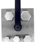 Hexagonal Sheet Metal Cutter Set With Ergonomic Handle, Five Precisely Sized Cutters In 10.5mm, 13mm, 15.7mm, 18.3mm, and 21mm