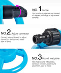 Close-up of Automatic Lawn Sprinkler For Large Yards, ABS Plastic Rotary Sprinkler with adjustable nozzle and connectors