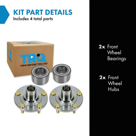 Two Front Wheel Bearing And Hub Kit For Mazda 3 2005-2013 And Mazda 5 2006-2015, Direct Fit, 4-piece kit including bearings and hubs