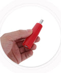 Durable 2-Piece M10x80 Revolving Crank Handle For Lathe And Milling Machines With Smooth Red Bakelite Grip And Iron Build For Heavy Duty Shop Work And Industrial Use That Makes Your Grinding Game Stronger, held in hand.