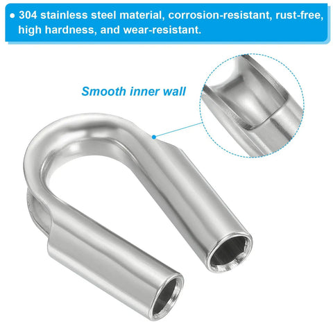 Built Like A Tank 3/8 In And 10mm Wire Rope Tube Thimble, close-up of 304 stainless steel with smooth inner wall.