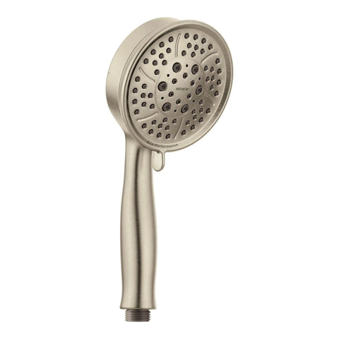 Brushed Nickel Handheld Showerhead With Four Functions Full Spray Invigorating Spray Targeted Massage And Combo WaterSense Certified Eco Performance 164927BN