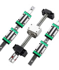 Built Tough SFU2510 C7 Ball Screw Kit paired with dual HGR25 linear guides and four HGH25CA carriages for CNC router.