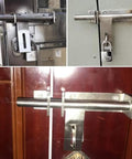 Various views of Heavy Duty Stainless Steel Sliding Bolt Door Latch With Zero Drama Install And Rock Solid Body Featuring Smooth Automatic Return Action Left Or Right Mount For Barn Doors Cabinets Silver 170Mm Size
