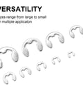 Stainless Steel E Clip External Retaining Ring Set, 200-Piece, 10 Size Assortment From 1.5mm To 8mm, 304 stainless clips