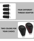 Leather 5 Speed Shift Knob With Four Adaptive Parts For Replacement Shifter Knobs Universal Non Slip Manual Gear Knob For Most Vehicles