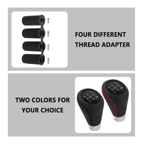 Leather 5 Speed Shift Knob With Four Adaptive Parts For Replacement Shifter Knobs Universal Non Slip Manual Gear Knob For Most Vehicles