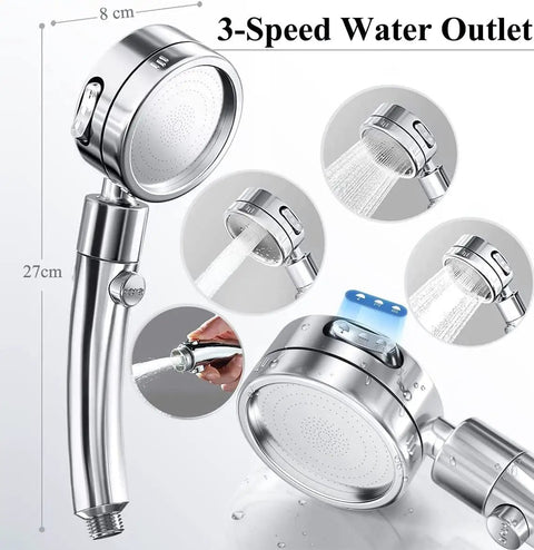 8 Inch High Pressure Rainfall Shower Head Set With Stainless Steel Finish Three Spray Settings Handheld On Off Shower