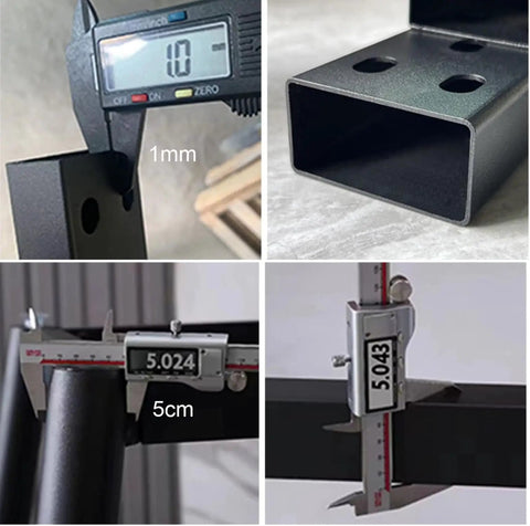 Measurements of Rock Solid Heavy Duty Metal Desk Legs Adjustable Table Base Frame showing dimensions and steel construction details.