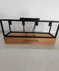Modern Rectangle Black 4 Light Pendant For Dining Room And Kitchen Island Lighting Fixture With Adjustable Height Chains