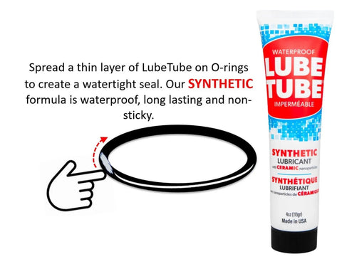 Tube of Lube Tube synthetic lubricant with instructions for creating a watertight seal on O-rings, 4 oz size, Made in USA