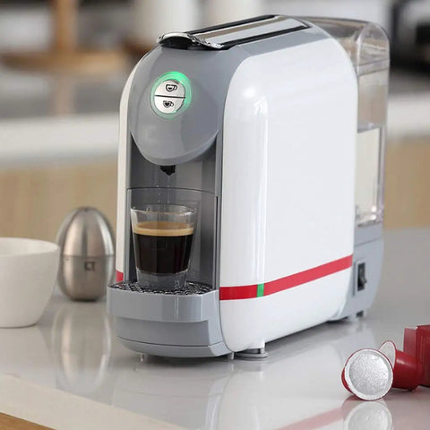 Compact Capsule Espresso Machine For Home Or Office With 20 Bar Pressure 500ml Water Tank One Touch Brew on countertop