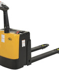 Heavy Duty Electric Pallet Truck With 25X48 Inch Forks 3300 Lb Capacity angled view showing control handle and forks