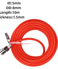 Hella Smooth Flex Eva Air Compressor Hose Featuring No Sweat Quick Connect Ends 33 Foot Oil Resistant Pneumatic Line Built Rock Solid For Daily Garage Repairs with red 10m length.