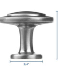 Side view of a single knob from the 50 Pack Brushed Satin Nickel Kitchen Cabinet Knob Set With Dope Modern Round Pulls For Drawers And Dressers.