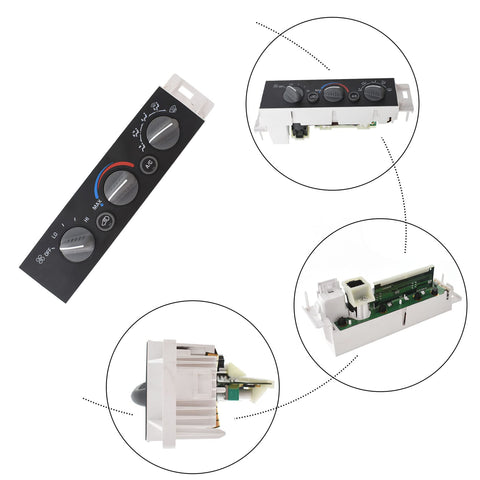 Chevy Silverado Suburban HVAC AC Heater Control Panel Replacement For 1996 1997 1998 1999 2000 C1500 C2500 C3500 K1500 K2500 K3500 Manual Climate Controls With Push Button Switch And Rotary Actuator Black Plug And Play, four views