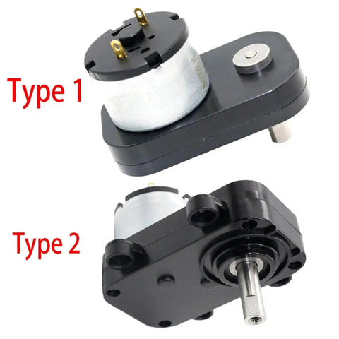 Compact 520 DC Motor Micro Mini Gear Low Speed Electric Unit for Robotics and Automation Projects shown from top and bottom views.